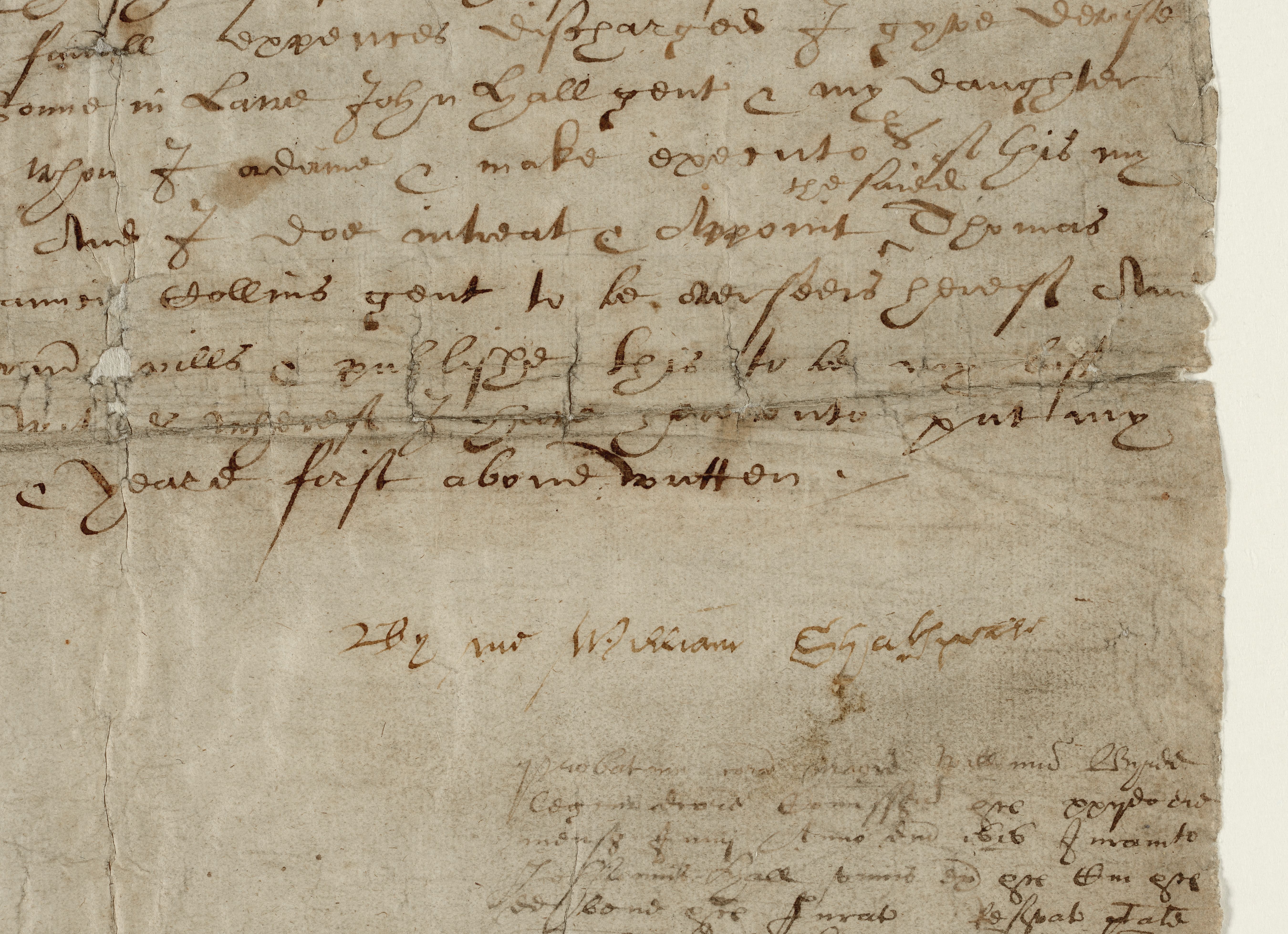 William Shakespeare's last will and testament, leaf 3 signature detail