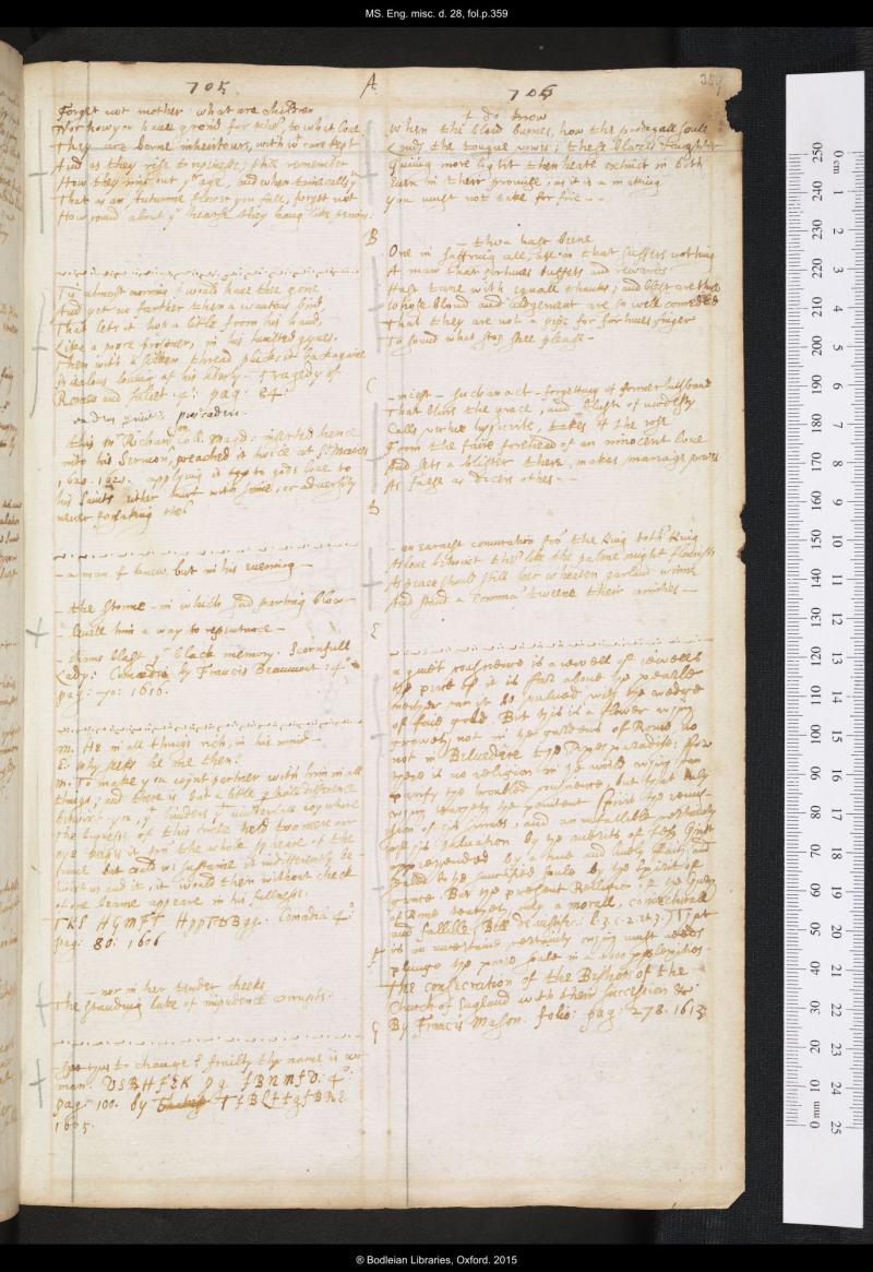 Shakespearean extracts included in an Oxford commonplace book